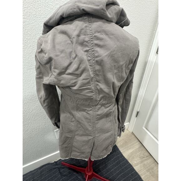 Free People Gray Anorak Jacket with Hood Snap Button Utility Style - Picture 2 of 7